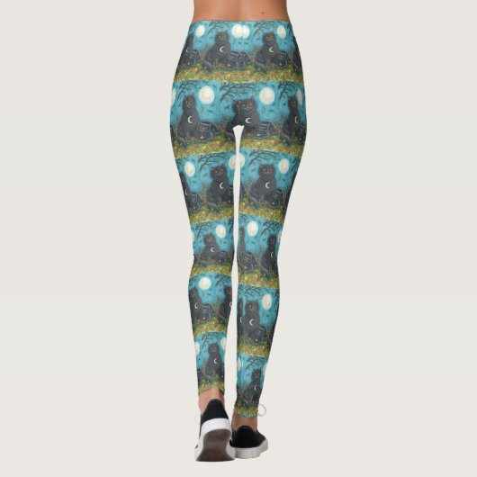 BUBO & PYEWACKET SCHWARZE KATZE HALLOWEEN LEGGINGS (Rückseite)