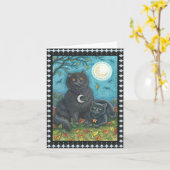 BUBO/PYEWACKET SCHWARZE KATZE HALLOWEEN NOTE-KARTE KARTE (Gelbe Blume)