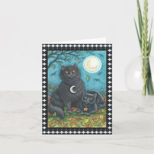 BUBO/PYEWACKET SCHWARZE KATZE HALLOWEEN NOTE-KARTE KARTE (Vorderseite)