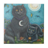 BUBO & PYEWACKET SCHWARZE KATZEN, HALLOWEEN FOLK A FLIESE (Vorderseite)