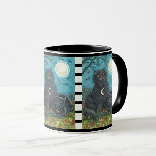 BUBO UND PYEWACKET, SCHWARZE KATZE HALLOWEEN COMBO TASSE (VorderseiteRechts)
