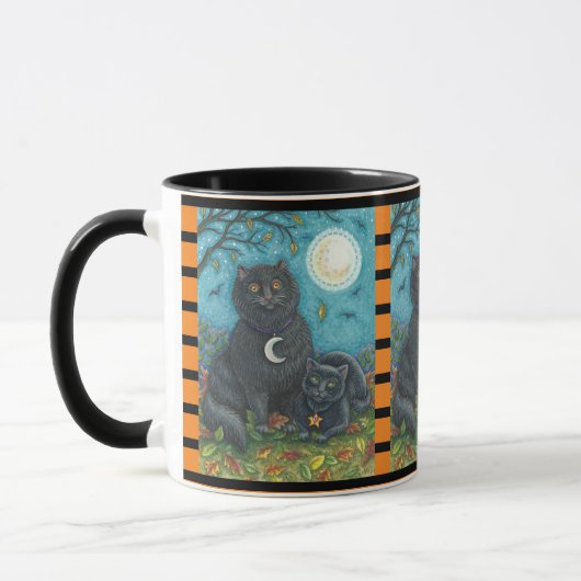 BUBO UND PYEWACKET, SCHWARZE KATZE HALLOWEEN COMBO TASSE (Links)