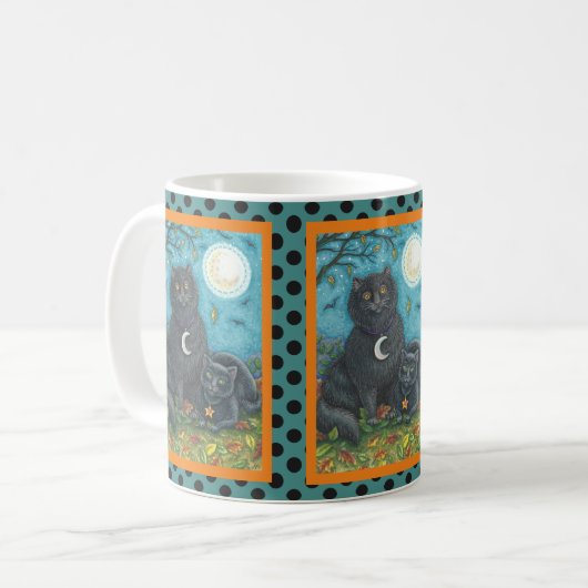 BUBO- UND PYEWACKET-SCHWARZE KATZE-HALLOWEEN TASSE (Vorderseite Links)