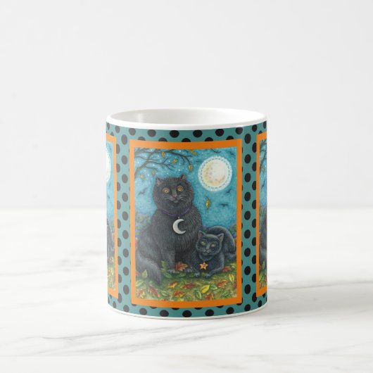 BUBO- UND PYEWACKET-SCHWARZE KATZE-HALLOWEEN TASSE (Mittel)
