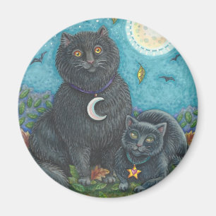 BUBO UND PYEWACKET, SCHWARZE KATZEN MAGNET Round