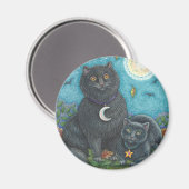BUBO UND PYEWACKET, SCHWARZE KATZEN - MAGNET-Runde Magnet (Vorderseite/Rückseite)