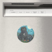 BUBO UND PYEWACKET, SCHWARZE KATZEN - MAGNET-Runde Magnet (In Situ (Geschirrspüler))