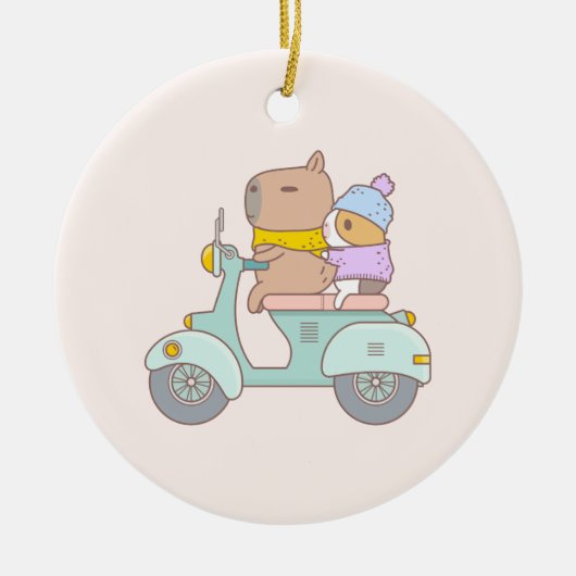 Bubu and Moonch, Scooter, Anfangspaar Keramik Ornament (Vorne)