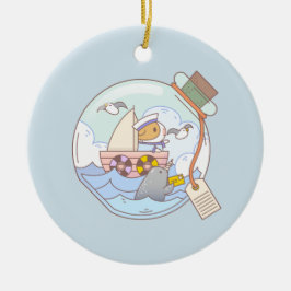 Bubu die Guinea Schwein, Ein Glas Abenteuer Keramik Ornament