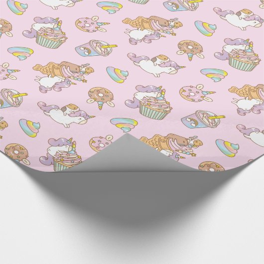 Bubu die Guinea Schwein, Unicorn Party Muster Geschenkpapier (Ecke)