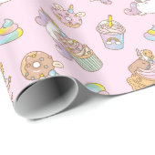 Bubu die Guinea Schwein, Unicorn Party Muster Geschenkpapier (Rolleneckpunkt)