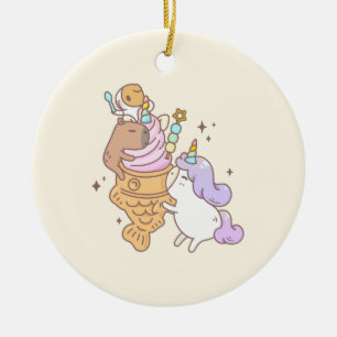 Bubu die Guinea Schwein, Unicorn Taiyaki Icecream Keramik Ornament