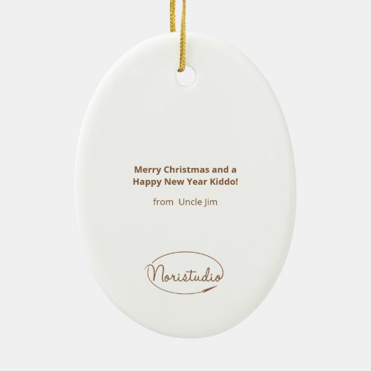 Bubu the Guinea pig, Christmas Gift Keramik Ornament (Hinten)