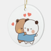 Bubu und Dudu Milk und Mocha Bears Kawaii Paar Keramik Ornament (Links)