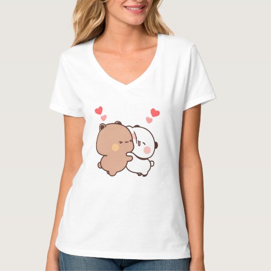 Bubu und Dudu, Panda und Brownie Bear Couple T-Shirt (Vorderseite)