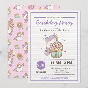 Bubu und Monch Unicorn zum Geburtstag Einladung