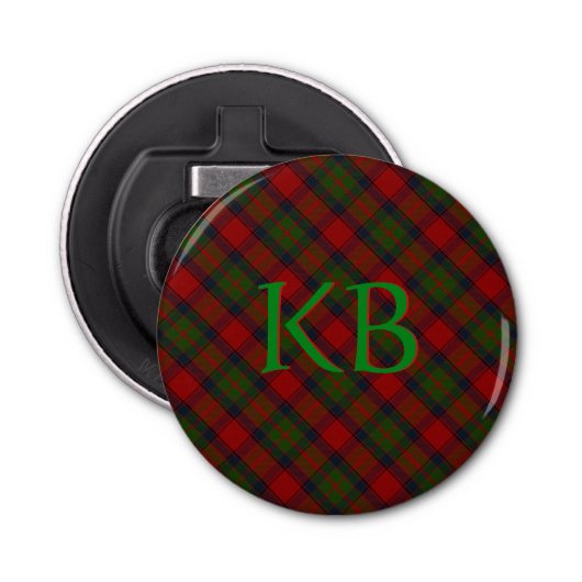 Buccleuch Offizielles Tartan mit Monogramm/Initial Flaschenöffner (Vorderseite)