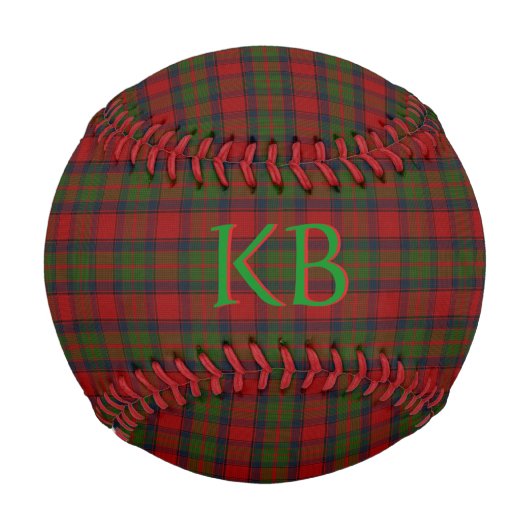 Buccleuch Offizielles Tartan mit Monogramm/Name Baseball (Vorderseite)