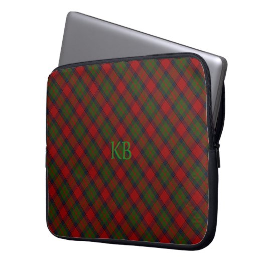 Buccleuch Offizielles Tartan mit Monogramm/Name Laptopschutzhülle (Vorderseite Links)