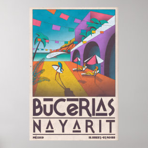 Bucerías-Stranddruck Moderne Küstenkunst - Palme Poster