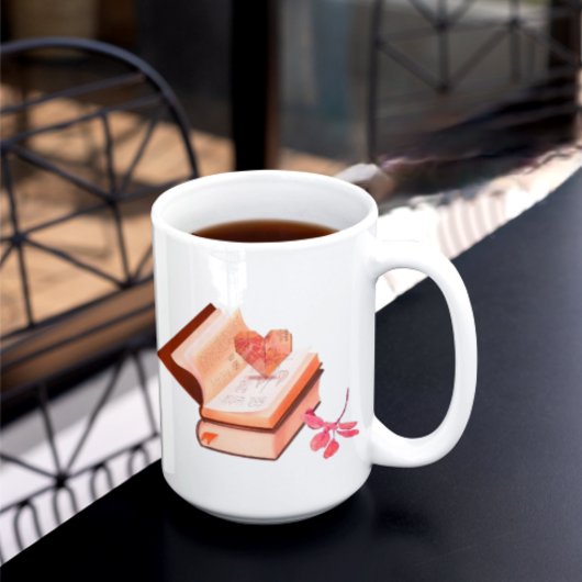Buch Ästhetik mit Herzkarte und Liebe Kaffeetasse