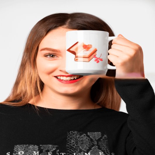 Buch Ästhetik mit Herzkarte und Liebe Kaffeetasse