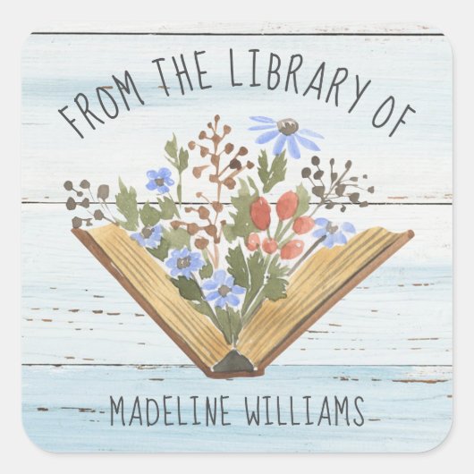 Buch aus der Bibliothek des Buchzeichens Quadratischer Aufkleber (Vorderseite)
