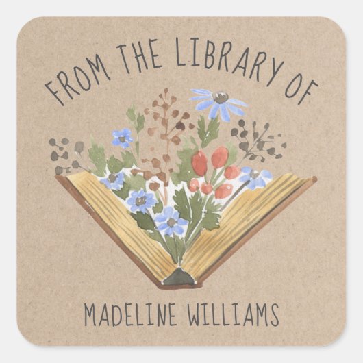 Buch aus der Bibliothek des Buchzeichens Quadratischer Aufkleber (Vorderseite)