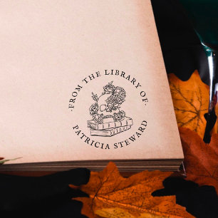 Buch aus der Bibliothek gotische Blumenschädel Gummistempel