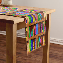 Buch-Bibliotheks-Bücherregal-Muster-bunte Leser Mittelgroßer Tischläufer