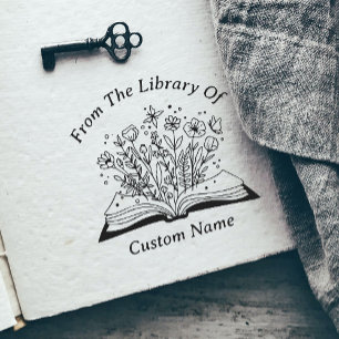 Buch & Blume aus der Bibliothek des Buches Ihren N Permastempel