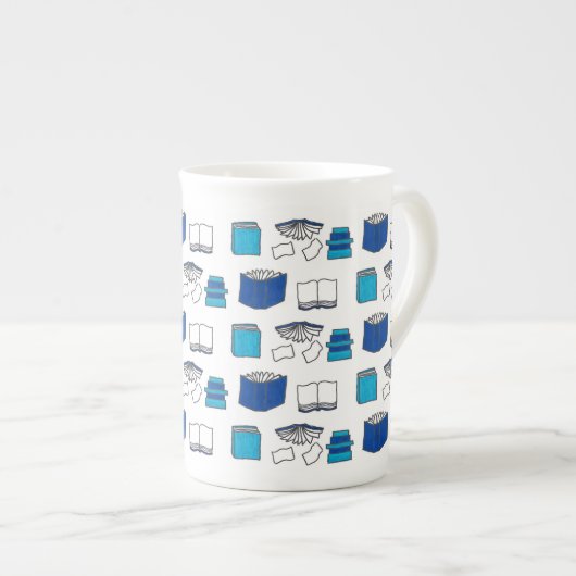 Buch-Buch-Bücher Porzellantasse (Vorderseite Rechts)