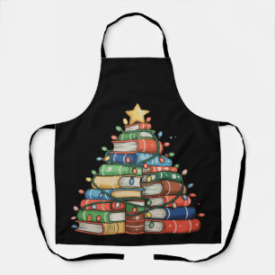 Buch Christmas Tree Lights Lehrer Librarian lesen Schürze
