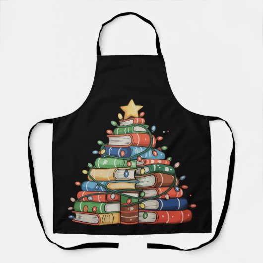 Buch Christmas Tree Lights Lehrer Librarian lesen Schürze (Vorderseite)