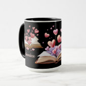 Buch der Herzen Schwarz Tasse (Vorderseite Links)