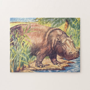 Buch der Hippopotamus-Illustrations-das Vintage Puzzle
