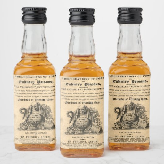 Buch der kulinarischen Gifte aus dem Jahre 1820 an Alkoholflaschenetikett (Flaschen)