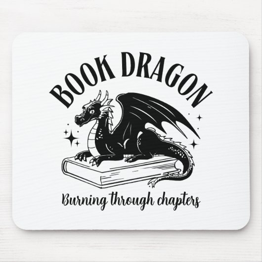 Buch Drache Fantasy Leser Buchliebhaber Spruch Mousepad (Vorne)