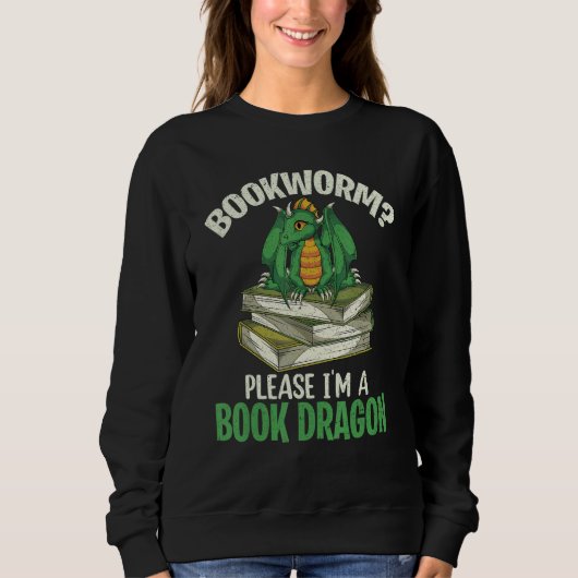 Buch Dragon Mythical Creature Animal Bookworm Rea Sweatshirt (Vorderseite)