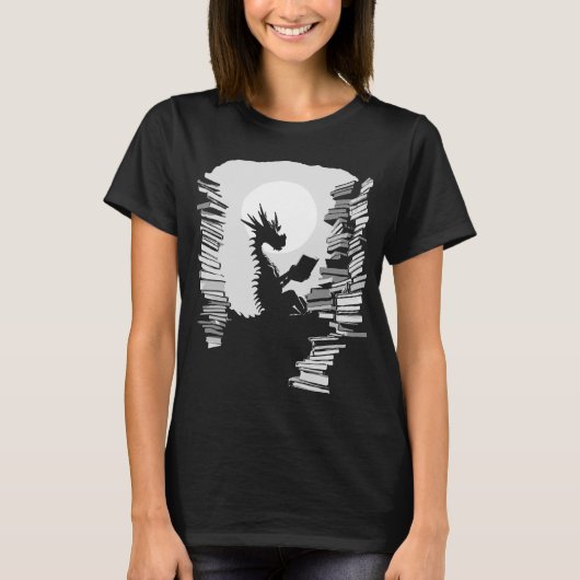 Buch Dragon Reading Wordless Graphic T-Shirt (Vorderseite)
