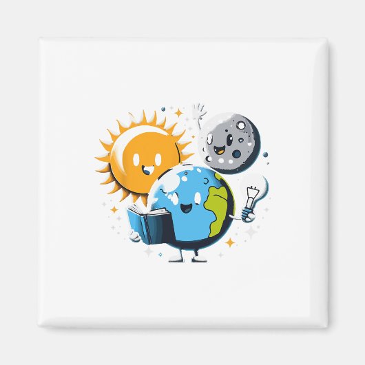 Buch Earth Moon Sun Funny Total Solar Ecli lesen Magnet (Vorne)