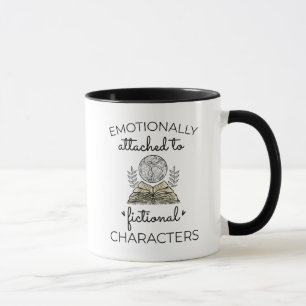 Buch, emotional an fiktive Buchstaben angehängt Tasse