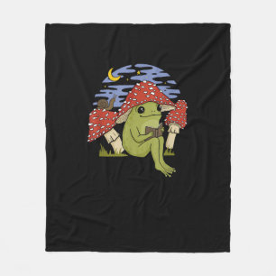 Buch Fan Frosch Mit Pilzhut Cottagecore Kobold Fleecedecke