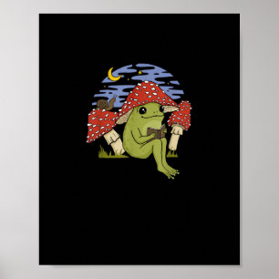 Buch Fan Frosch Mit Pilzhut Cottagecore Kobold Poster