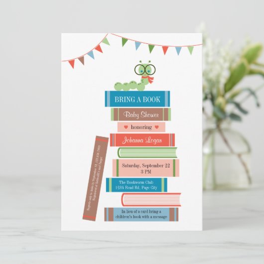 Buch für Babyparty-Einladung Einladung (Stehend Vorderseite)