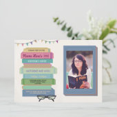 Buch-Geburtstag laden Bibliotheks-LeseFoto-Lesung Einladung (Stehend Vorderseite)