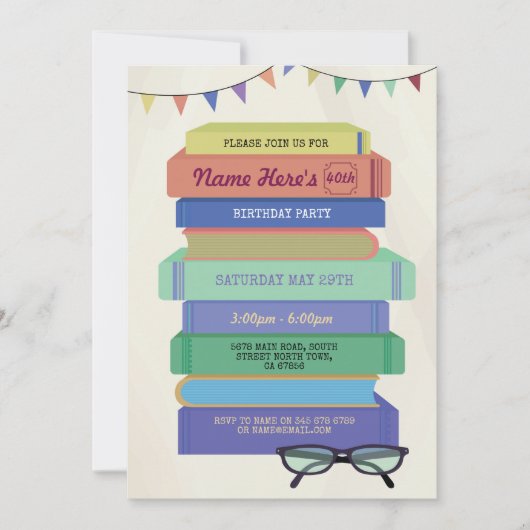 Buch Geburtstagsbibliothek laden zum Lesen ein Einladung (Vorderseite)