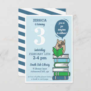 Buch Geburtstagspartei Bibliothek lesen Einladung
