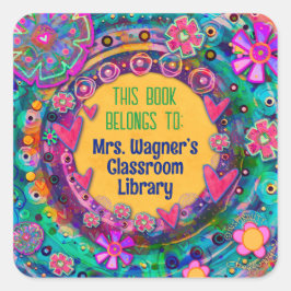 Buch gehört zum blumeneigenen, maßgeschneiderten L Quadratischer Aufkleber