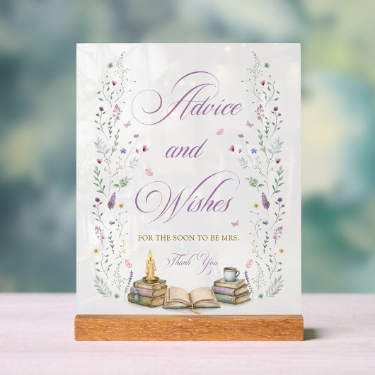 Buch Hochzeitsdusche Rat und Wünsche Acrylschild